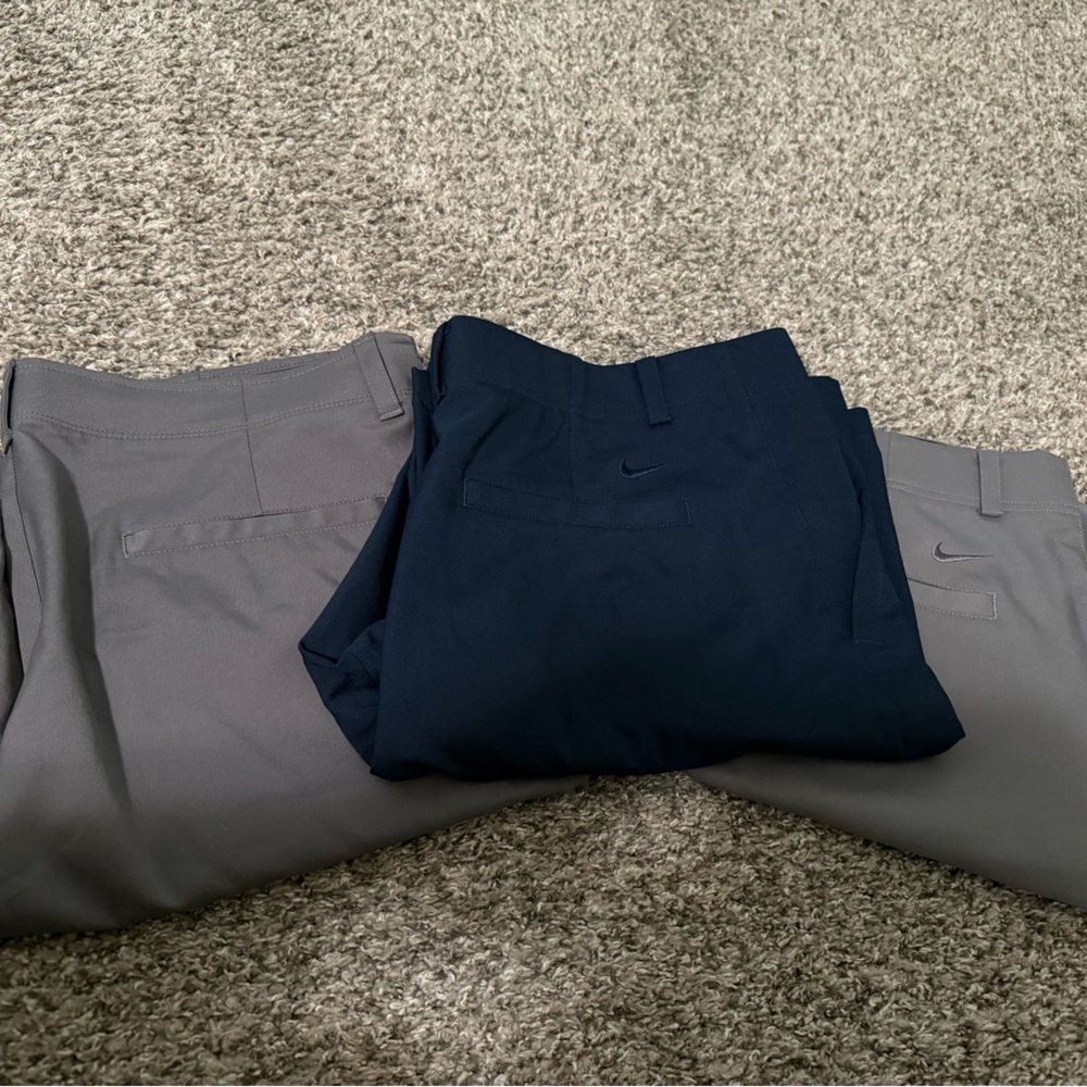 Nike Men's Gray and Navy Golf Shorts